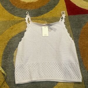 NWT Aritzia Wilfred Sunset Top Crochet Sweater Tank Top Light Purple Size Large